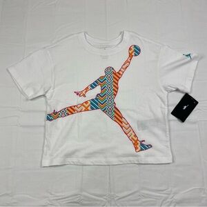 Jordan Shirt Girls Size 10-12 White Short Sleeve Jumpman Logo Graphic Tee Nike